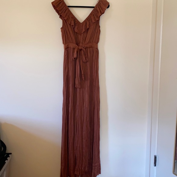 Zara Pants & Jumpsuits Zara Burnt Orange Wide Leg Silk Jumpsuit